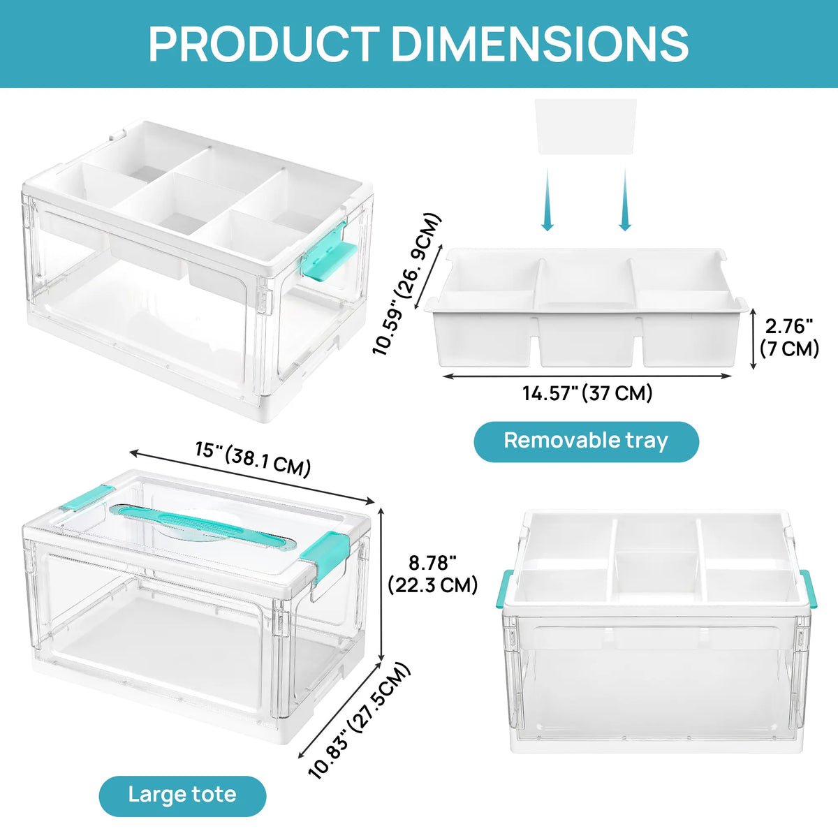 24QT Clear Craft Storage Bin – Removable Trays & Adjustable Dividers for Organized Home & Craft Storage