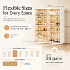 Foldable Shoe Organizer with Clear Magnetic Doors – Space-Saving Shoe Storage Cabinet