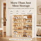 Foldable Shoe Organizer with Clear Magnetic Doors – Space-Saving Shoe Storage Cabinet