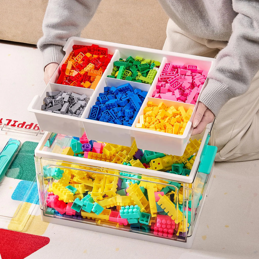 24QT Clear Craft Storage Bin – Removable Trays & Adjustable Dividers for Organized Home & Craft Storage