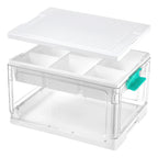 24QT Clear Craft Storage Bin – Removable Trays & Adjustable Dividers for Organized Home & Craft Storage