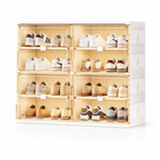 Foldable Shoe Organizer with Clear Magnetic Doors – Space-Saving Shoe Storage Cabinet