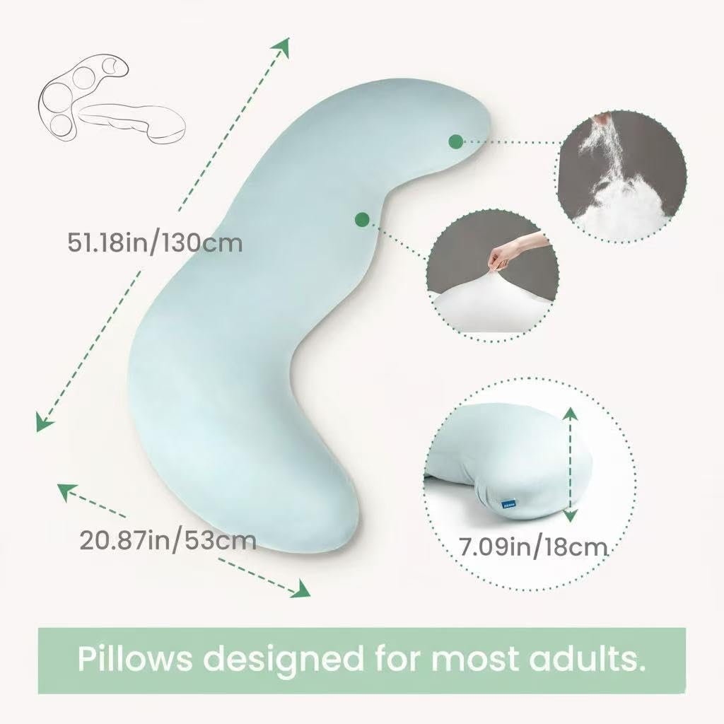 Pea Pod Full Body Pillow, Long Support Pillow for Adult Side Sleeping