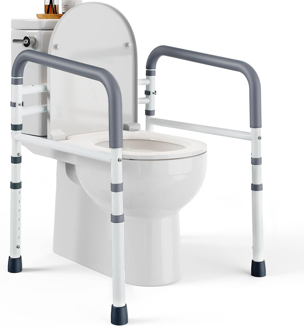 Adjustable Toilet Safety Rails – 350 lb Support Frame for Safer, More Comfortable Toilet Use