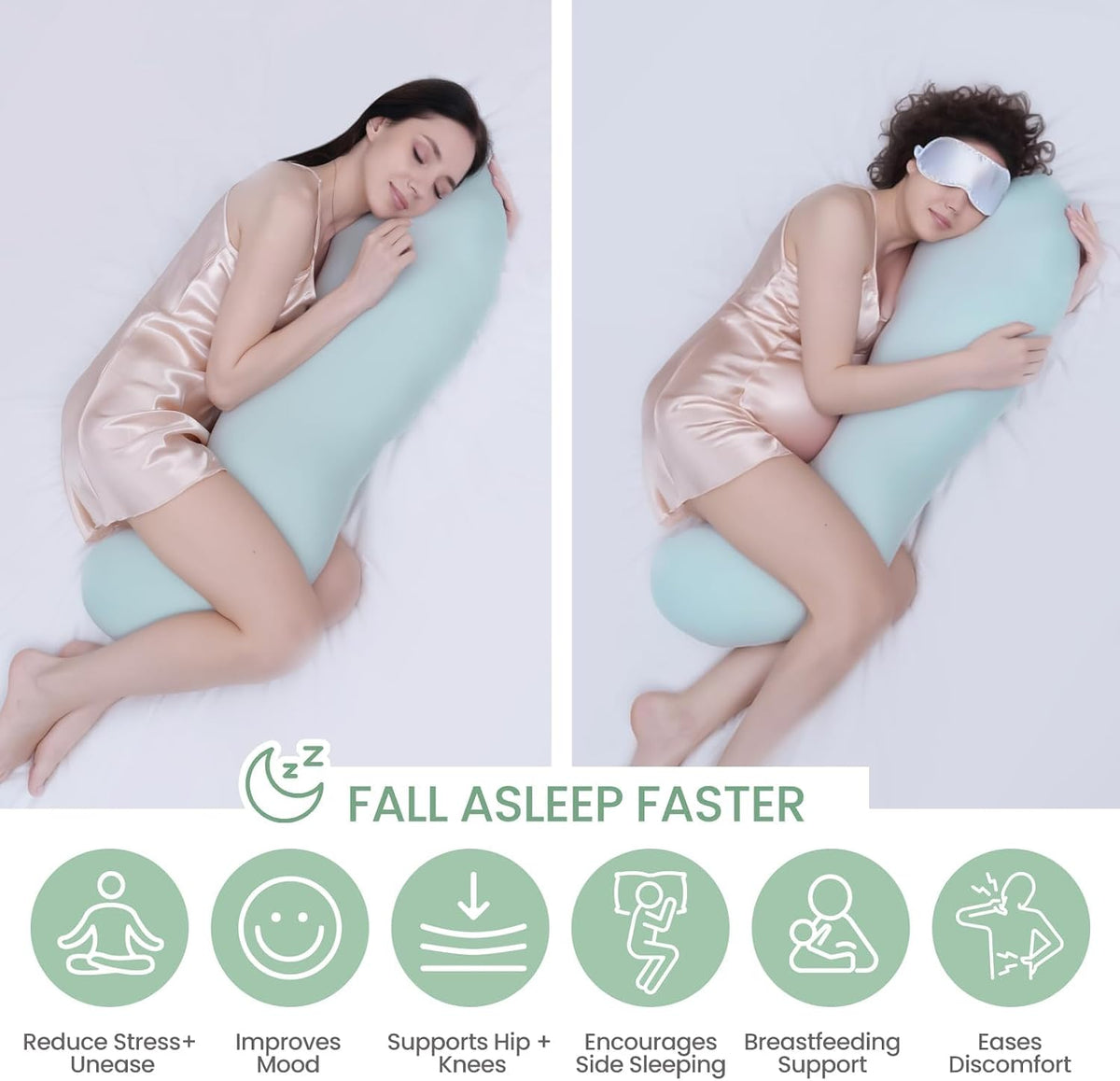 Pea Pod Full Body Pillow, Long Support Pillow for Adult Side Sleeping
