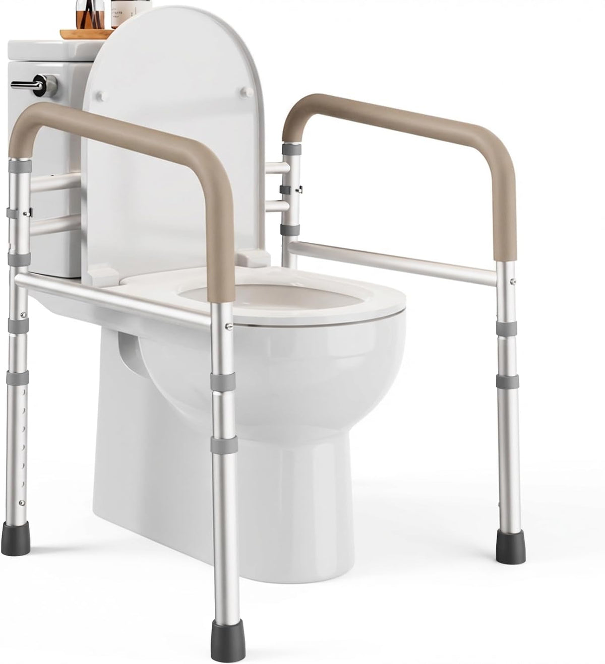 Adjustable Toilet Safety Rails – 350 lb Support Frame for Safer, More Comfortable Toilet Use