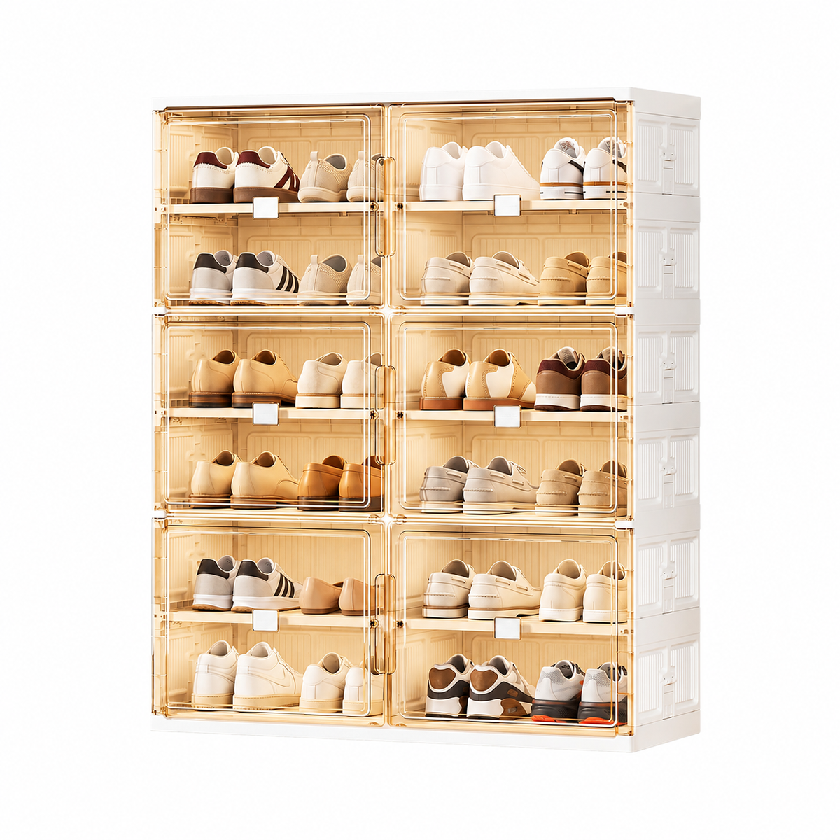 Foldable Shoe Organizer with Clear Magnetic Doors – Space-Saving Shoe Storage Cabinet