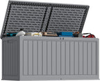 120 Gallon Outdoor Storage Deck Box – Weatherproof Patio & Garden Storage with Dividers