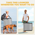 26.4" Outdoor Folding Tanning Chair, 5-Position Adjustable Reclining Lounge Chair in Gray