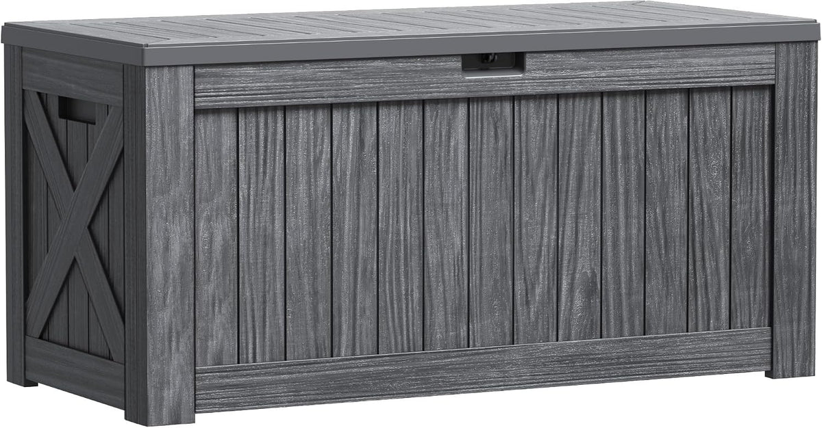 120 Gallon Outdoor Storage Deck Box – Weatherproof Patio & Garden Storage with Dividers