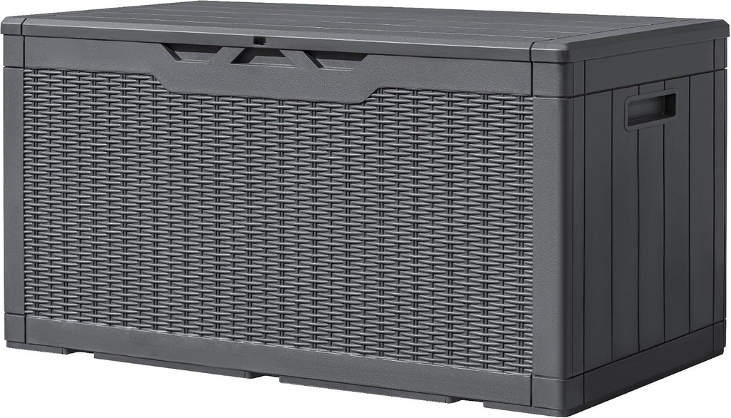 120 Gallon Outdoor Storage Deck Box – Weatherproof Patio & Garden Storage with Dividers