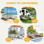 26.4" Outdoor Folding Tanning Chair, 5-Position Adjustable Reclining Lounge Chair in Gray