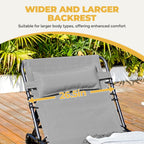 26.4" Outdoor Folding Tanning Chair, 5-Position Adjustable Reclining Lounge Chair in Gray